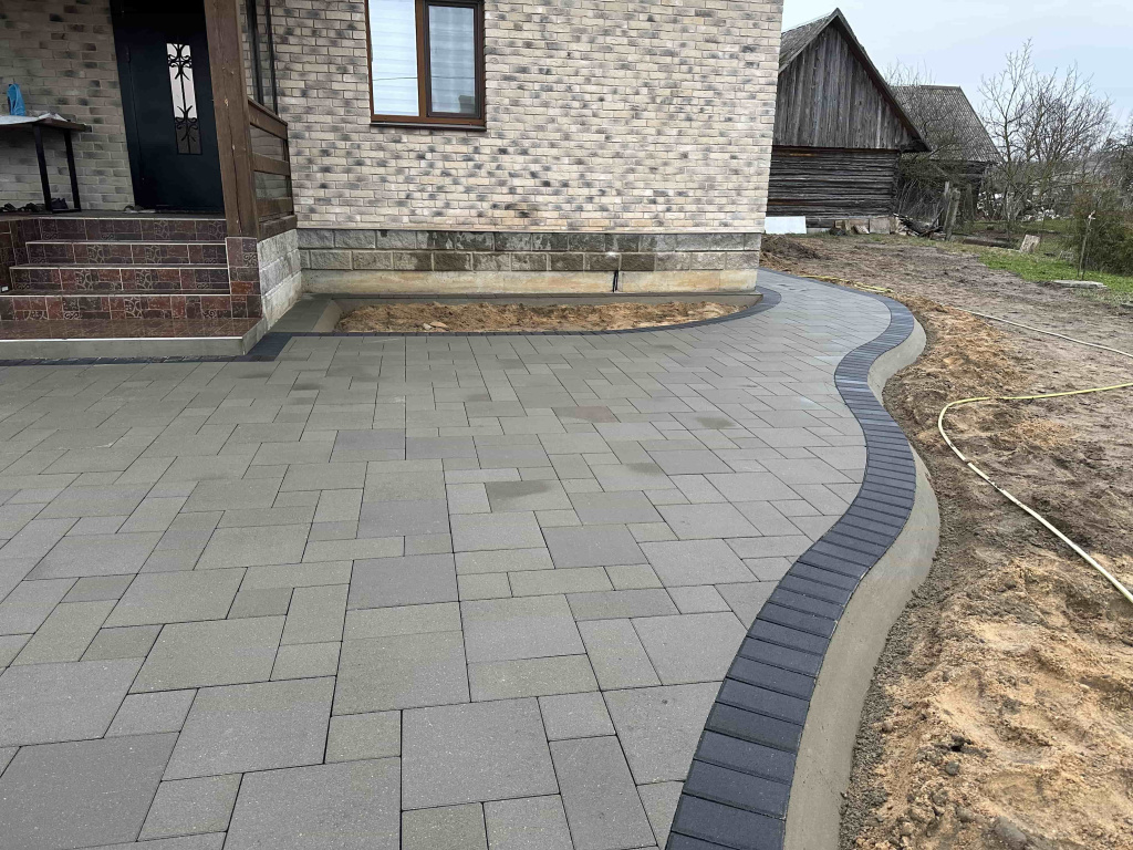 Мощение на бетонное основание 